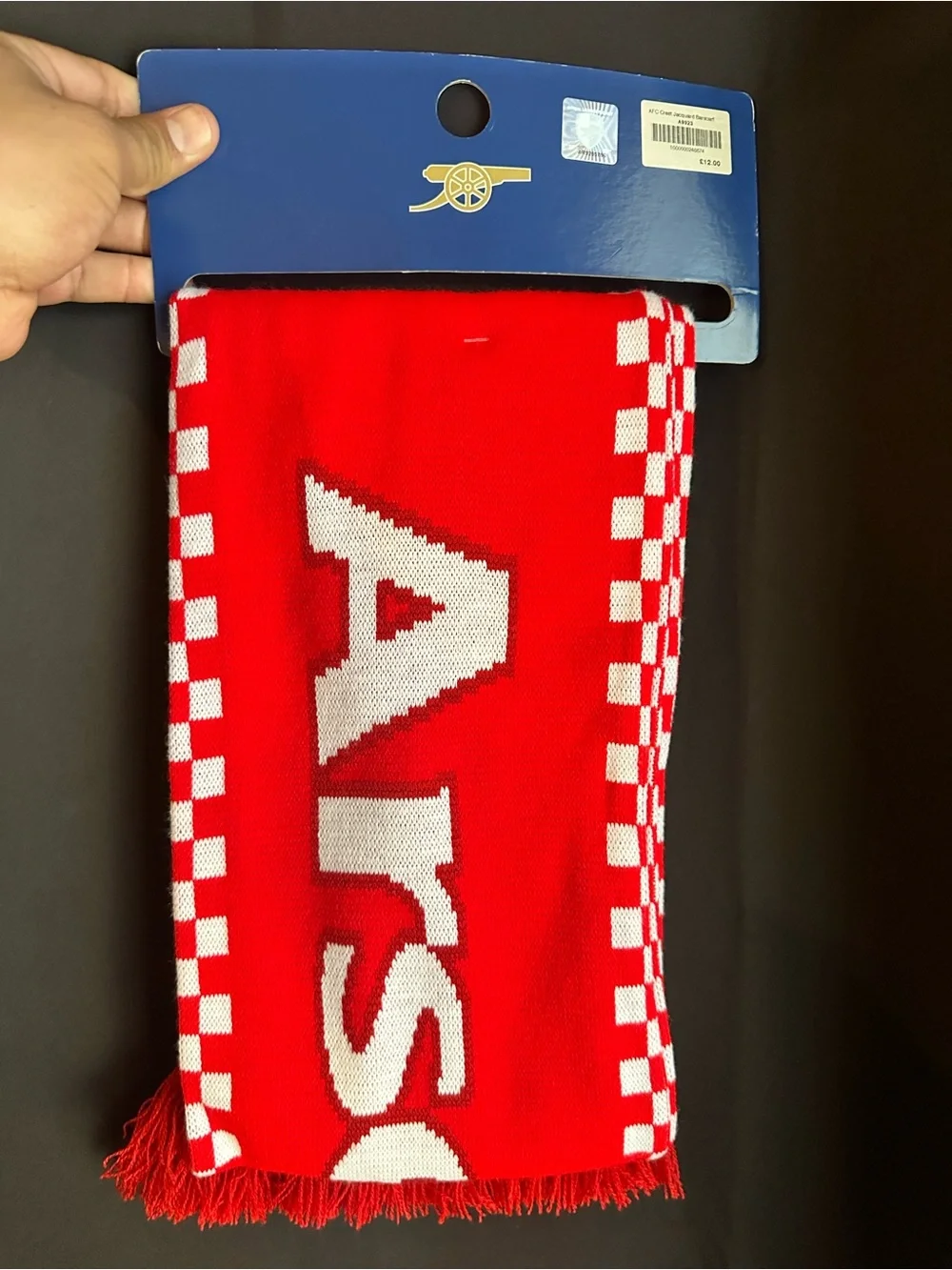 Arsenal Red Crest Scarf - Manufactured in the UK.